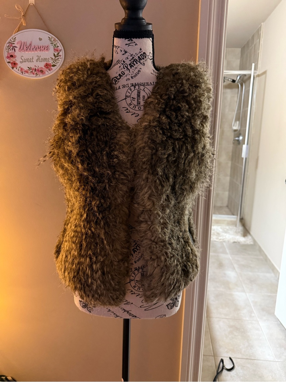 y2k vintage express faux fur vest